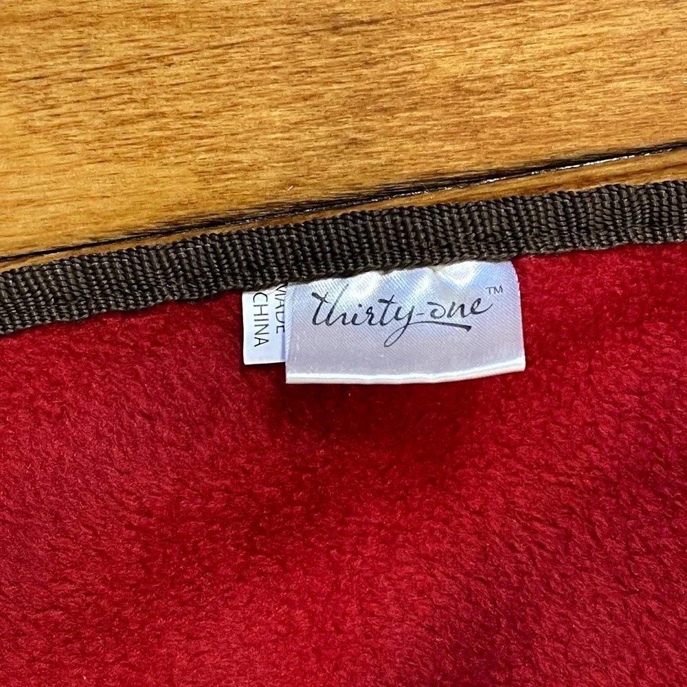 Thirty-One Picnic Bleacher Blanket Brown Red Flowers Floral 36